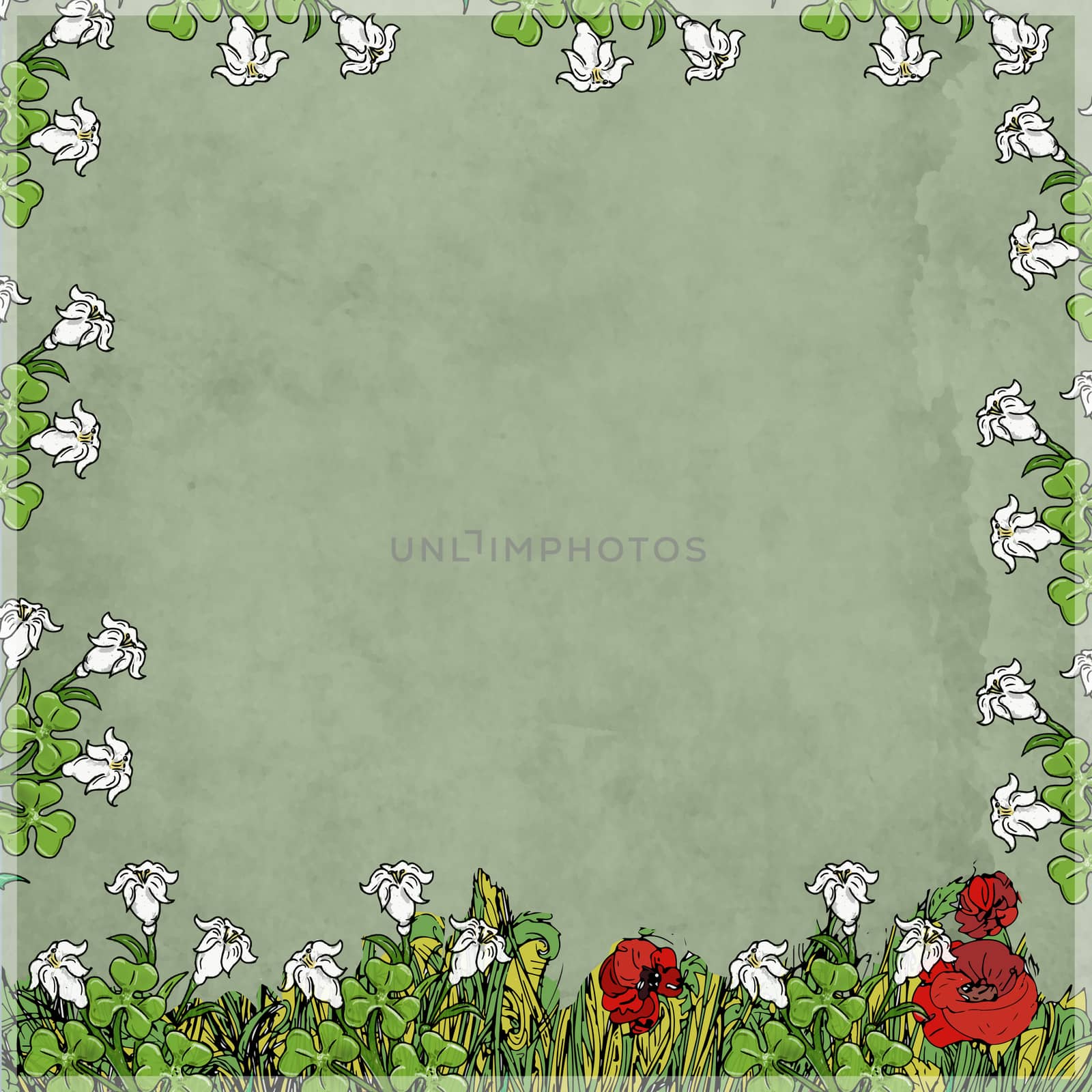 Flower frame with gray background