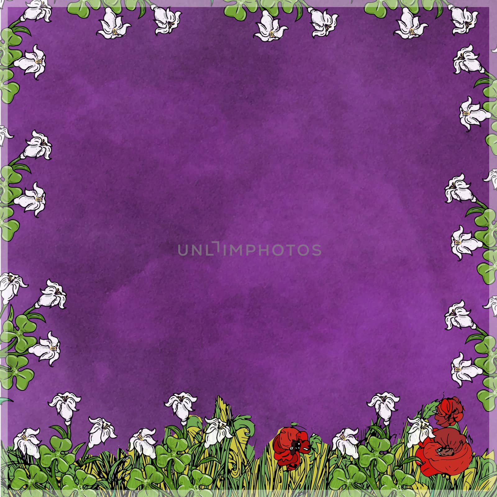 Flower frame with purple background