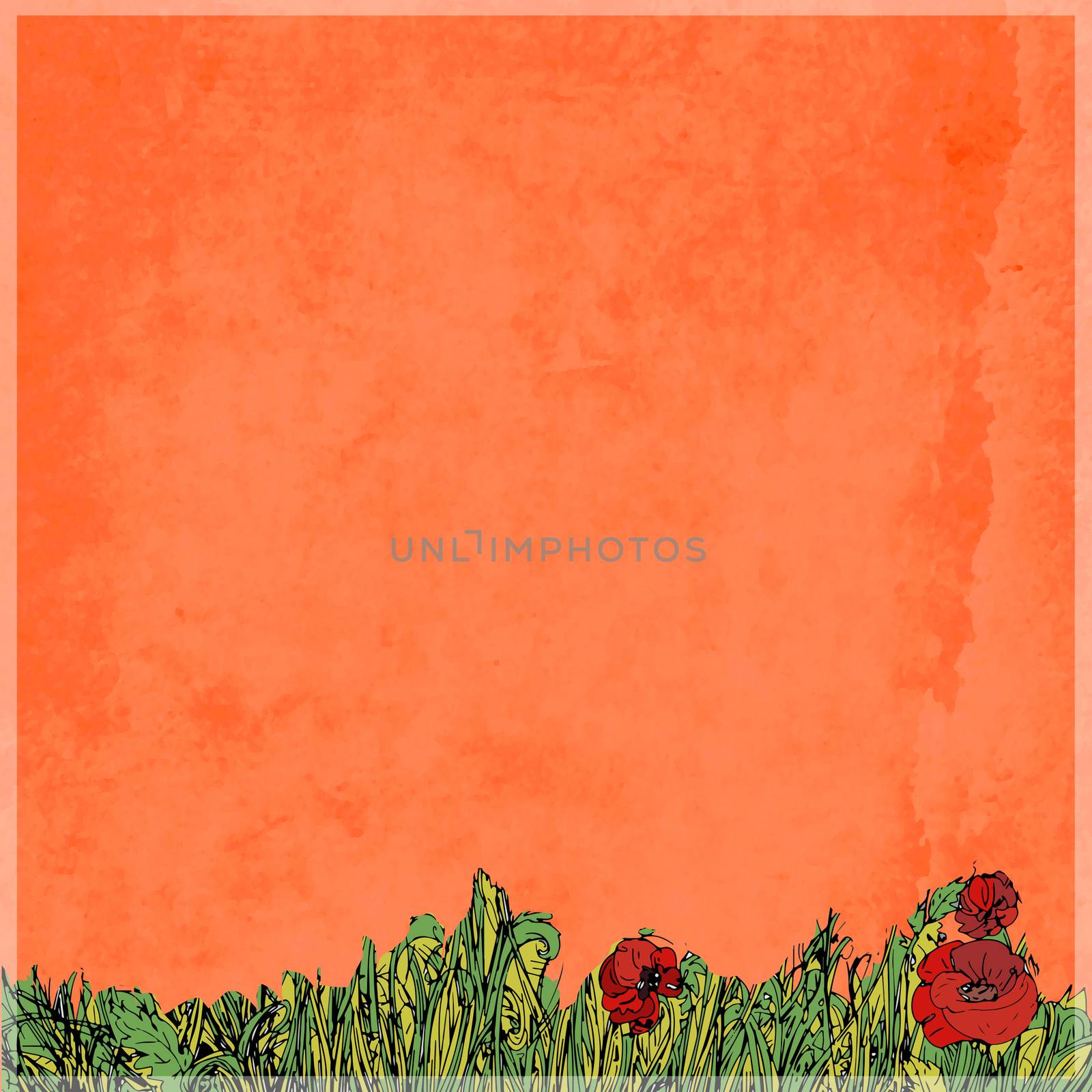 Orange background with flowers
