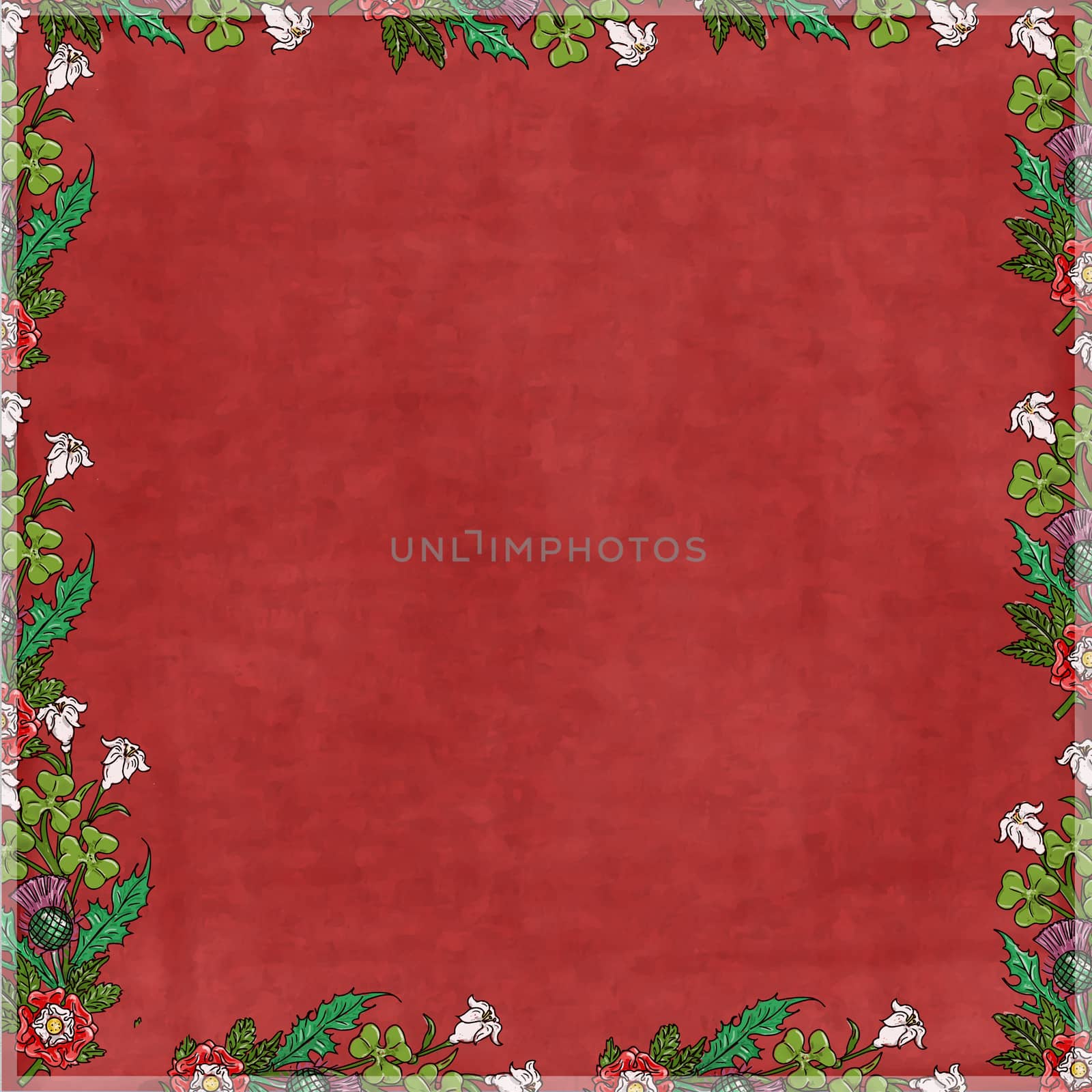 frame vintage antique hand shaded paper effect
color board with border of red and white flowers