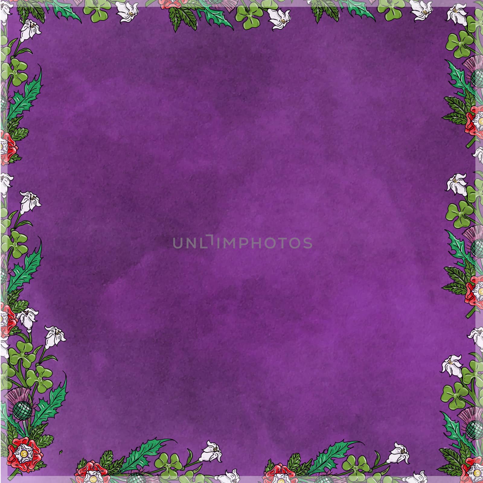 Flower frame with purple background