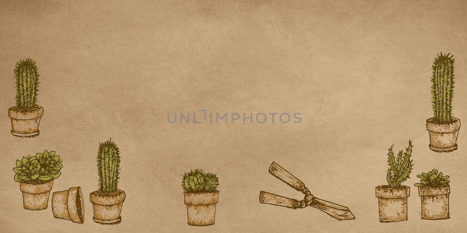 Realistic designs to the stretch of plants,a caktus Garden flowers, plants, gardening tools by silviagaudenzi