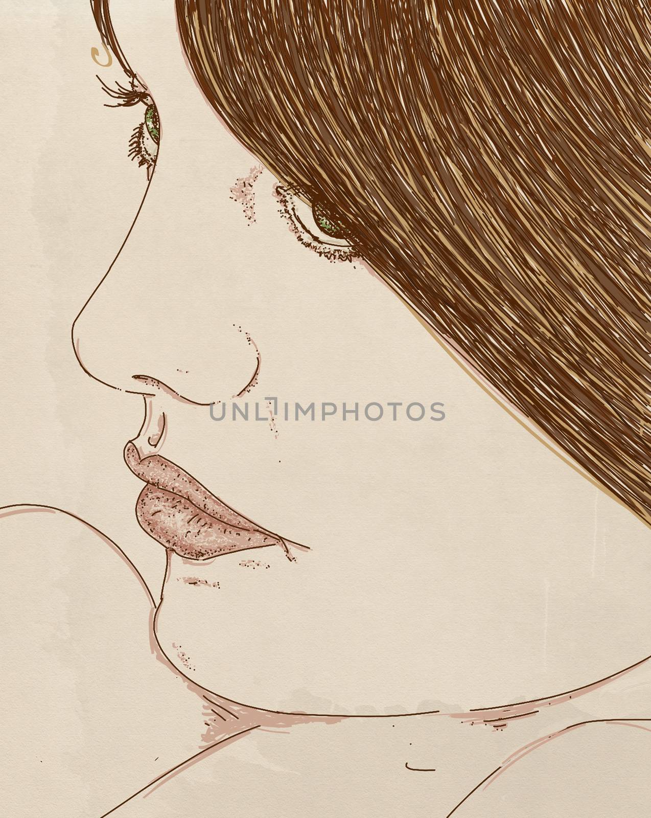 A woman's face, with particulars of lips and eyes, designed for cosmetics by silviagaudenzi