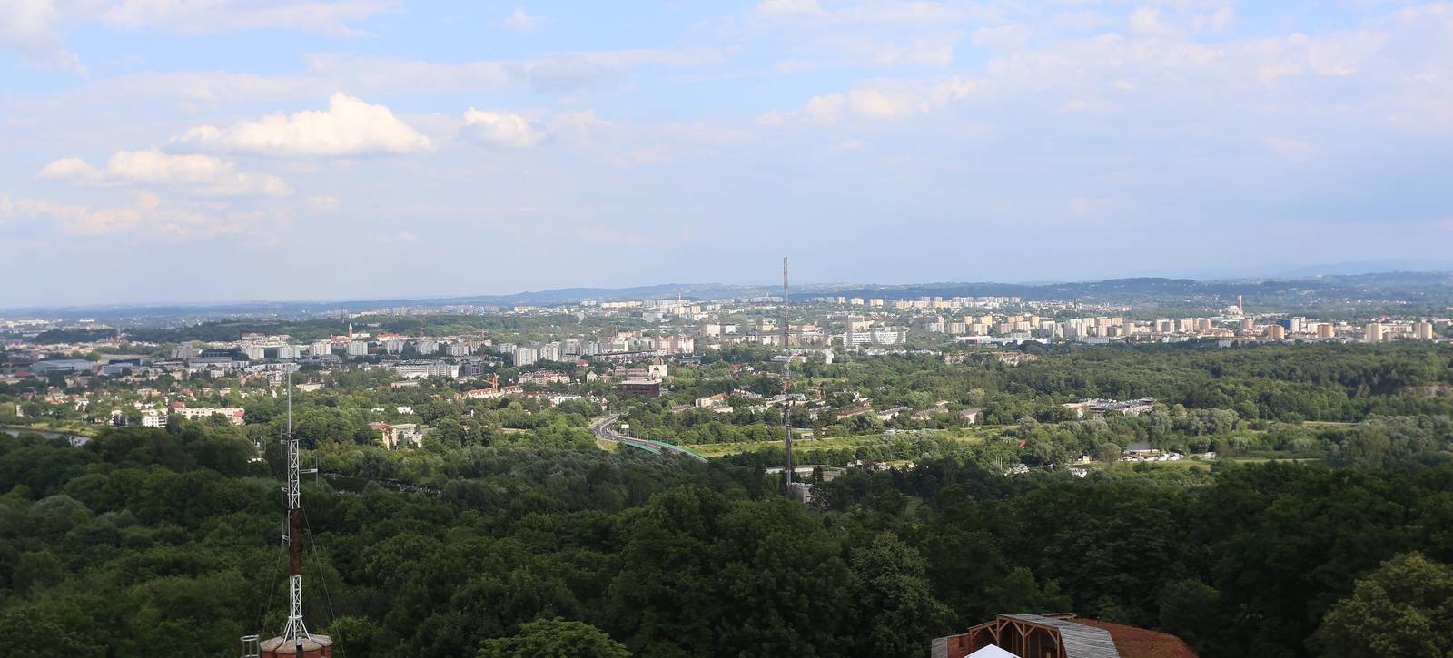 Aerial view of Krakow, Poland. Krakow has been awarded a number of top international rankings such as the 1st place in the Top city-break destinations 2014 survey conducted by the British.