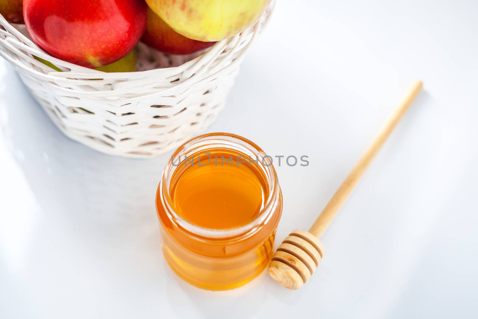 Apples, pomegranate and honey for Rosh Hashanah by supercat67