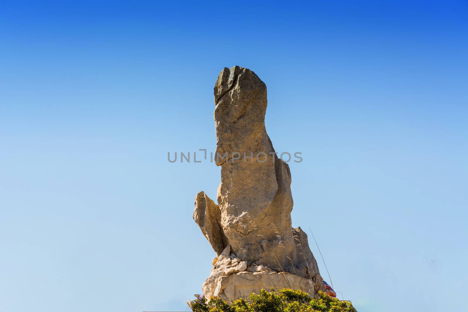 Monument to the engineer Antonio Parietti Coll at the beautiful viewpoint El Mirador es Colomer on Mallorca, Spain.