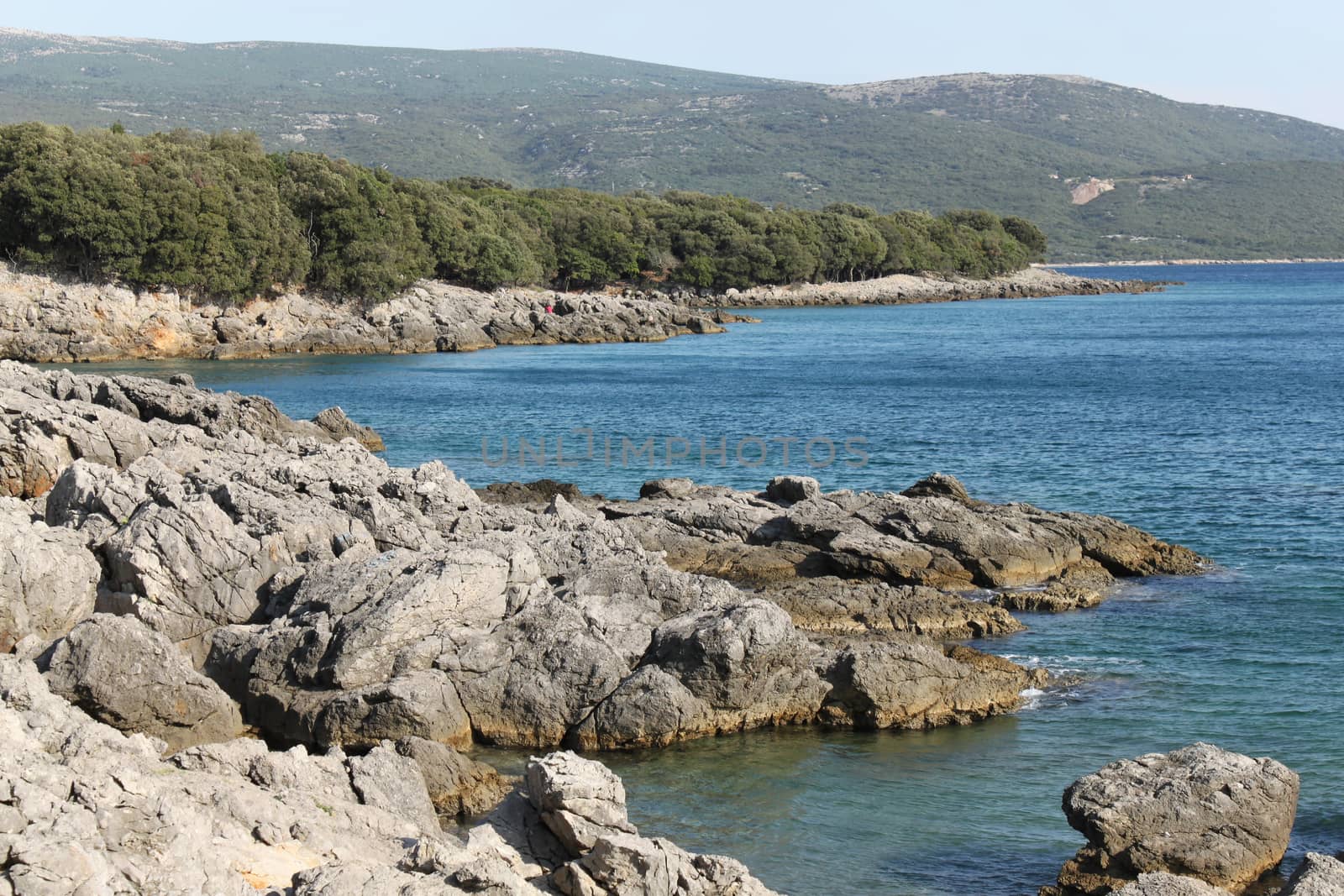 Rocky shore on a lovely bay on the island of Krk in Croatia by Kasia_Lawrynowicz