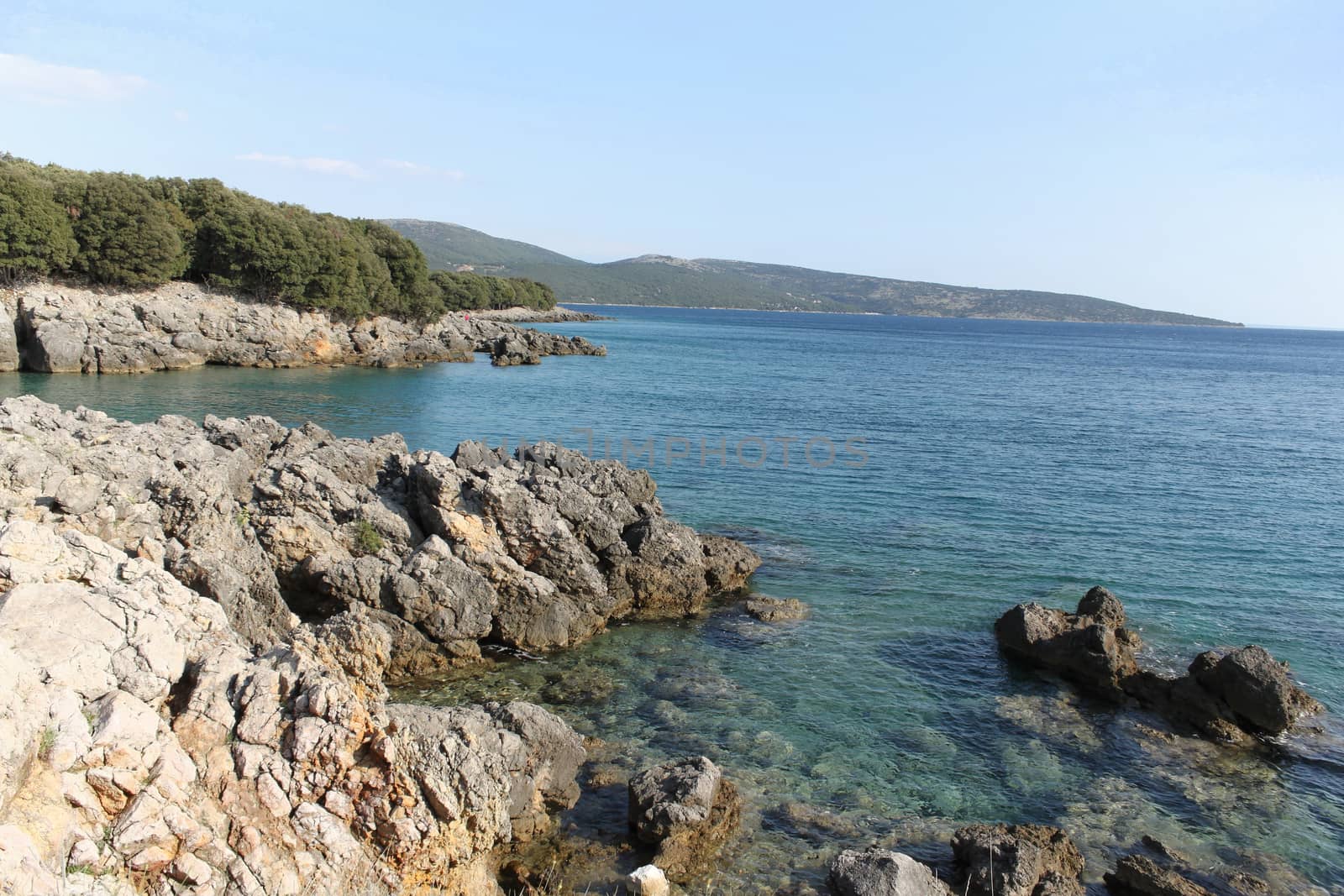 A deserted shore on a beautiful bay on the island of Krk in Croatia by Kasia_Lawrynowicz