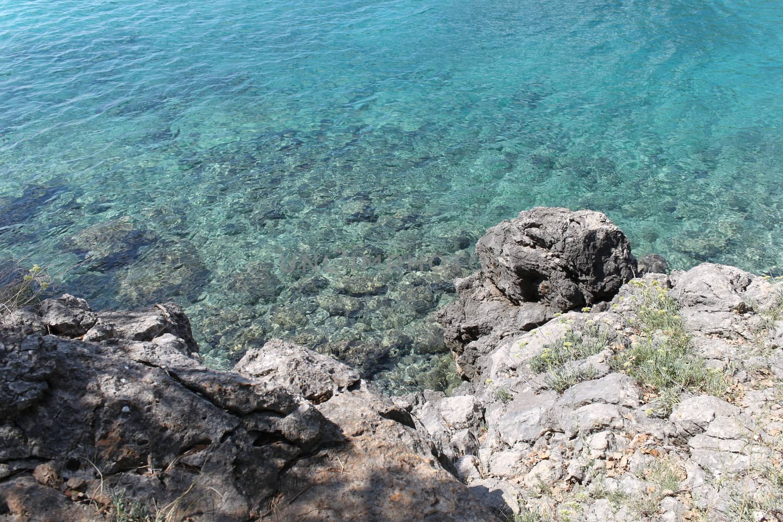 Crystal clear water and rocks on the Croatian coast by Kasia_Lawrynowicz