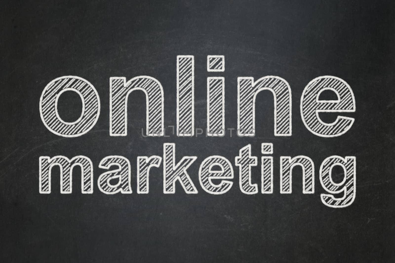 Advertising concept: Online Marketing on chalkboard background by maxkabakov