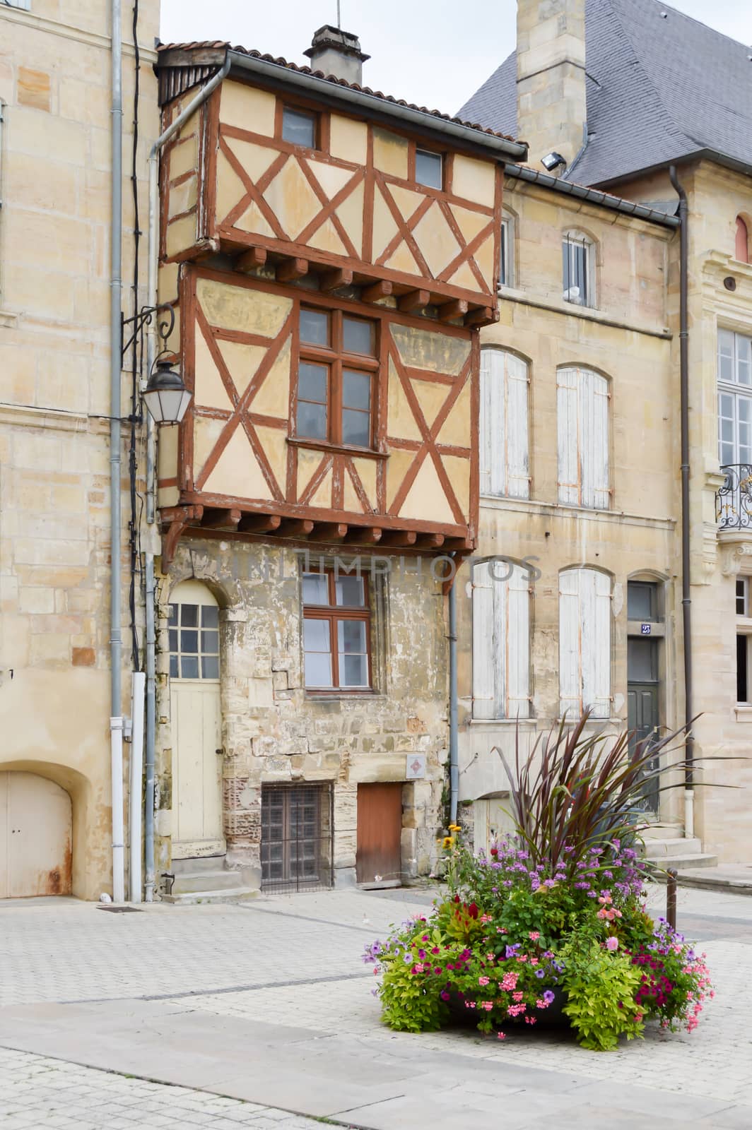 Half-timbered house on the Place de Bar le Duc in the department of the Meuse in France