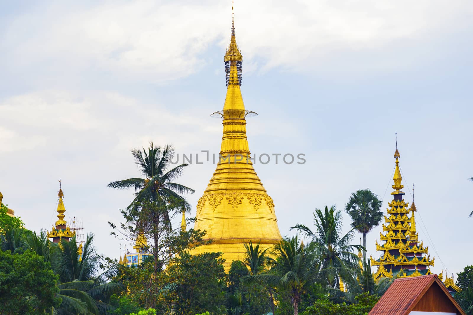 Shwedagon Pagoda of Myanmar (Burma) at sunset