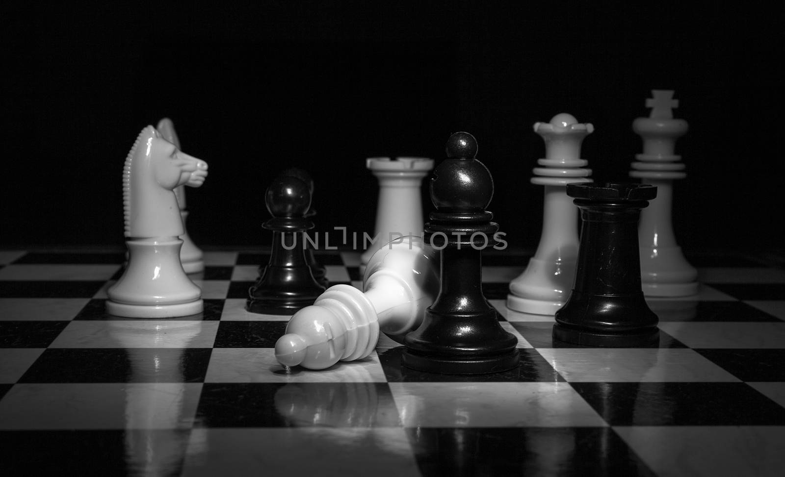 Chess board  black and white photo