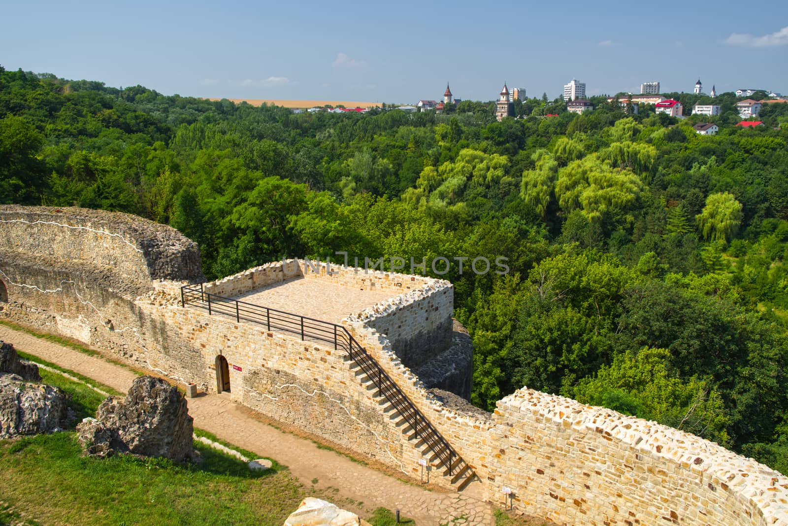 The ruins of the ancient fortress near Suceava, Romania
