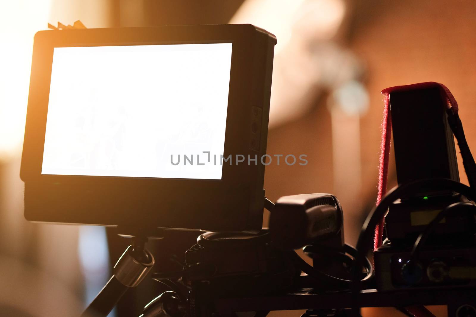 Filming with professional camera, Film Crew.