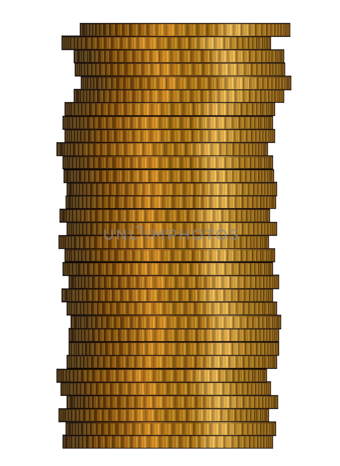 Stack of coins isolated on a white background