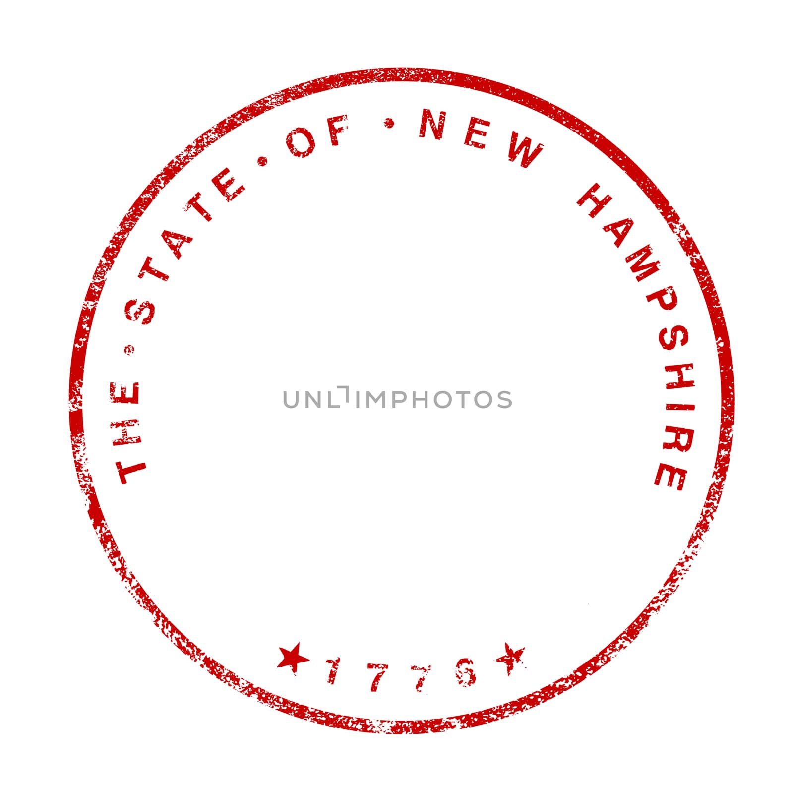 New Hampshire rubber red ink stamp on a white background