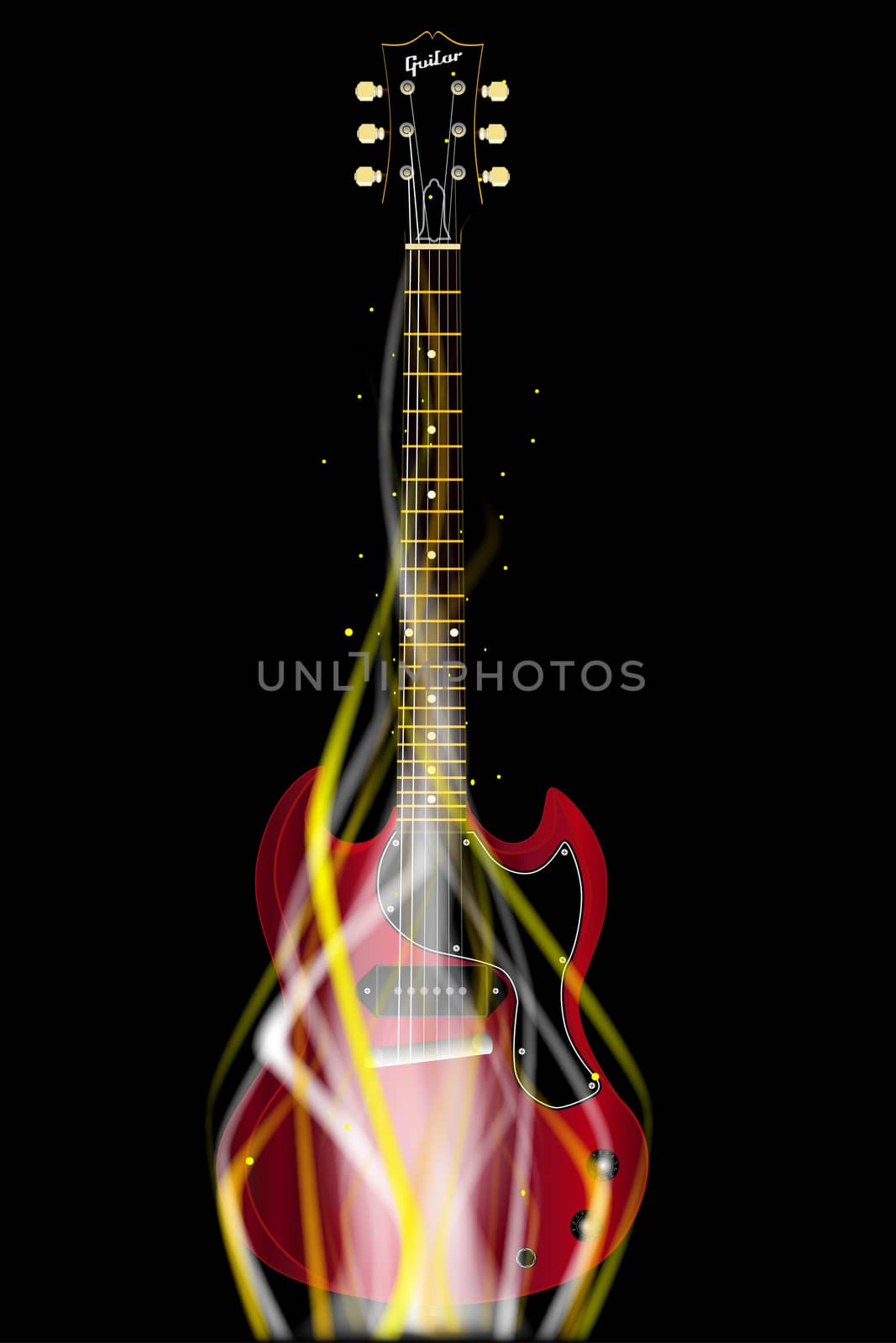 Abstract burning solid electric guitar