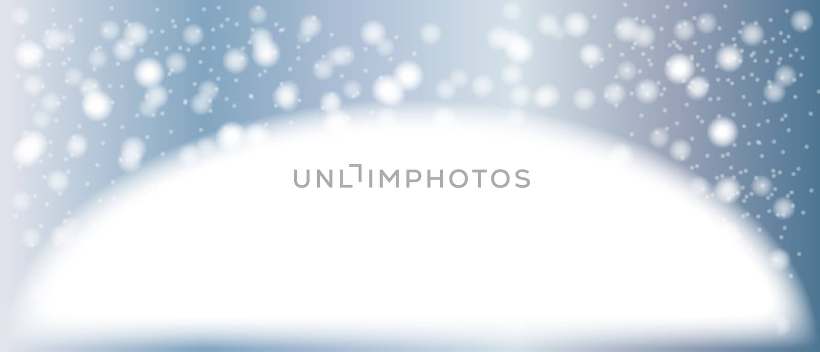 Background of falling snow against a blue background with white copy space area