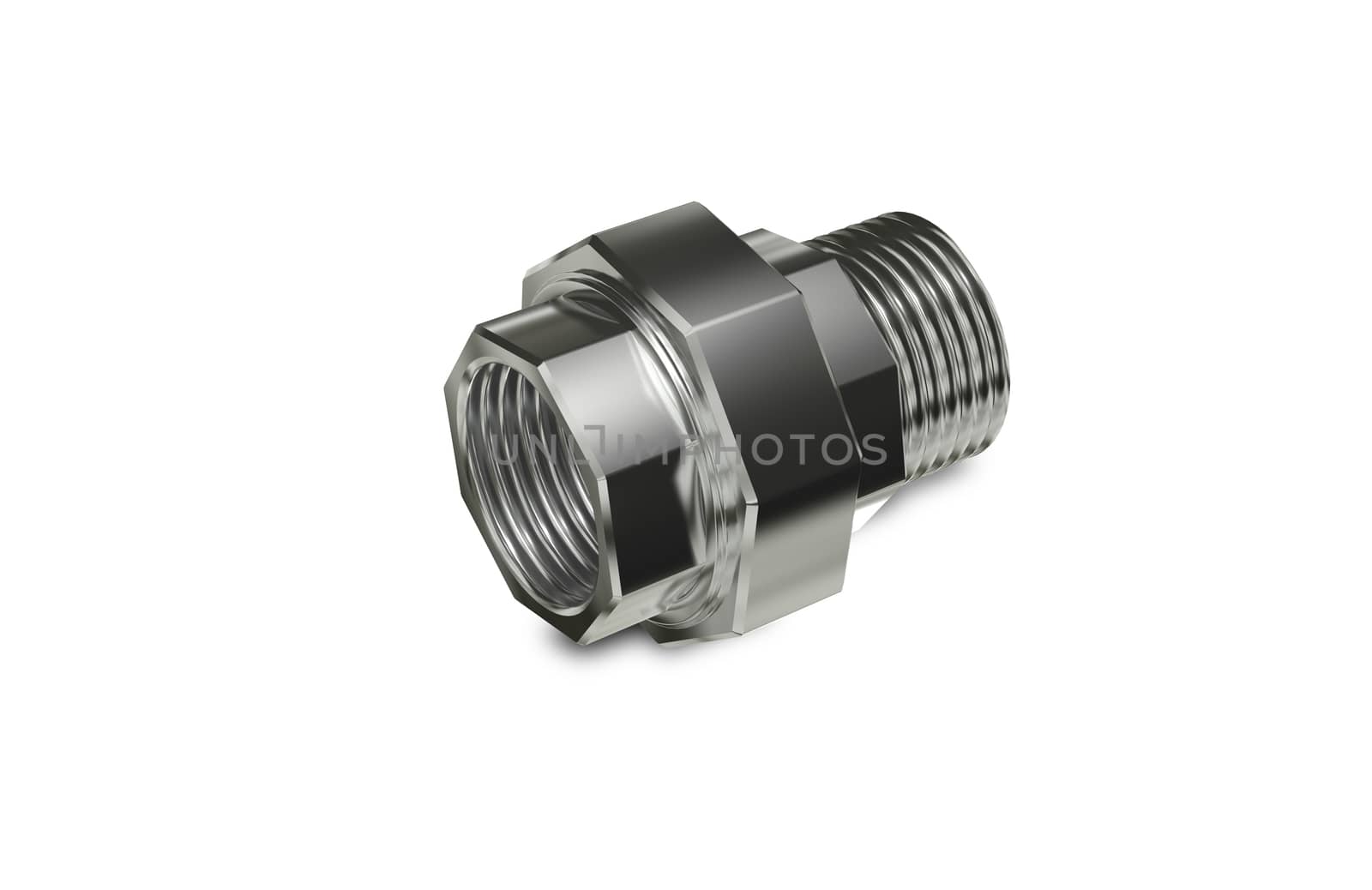 3d illustration Metallic Chrome Plated Industrial Part