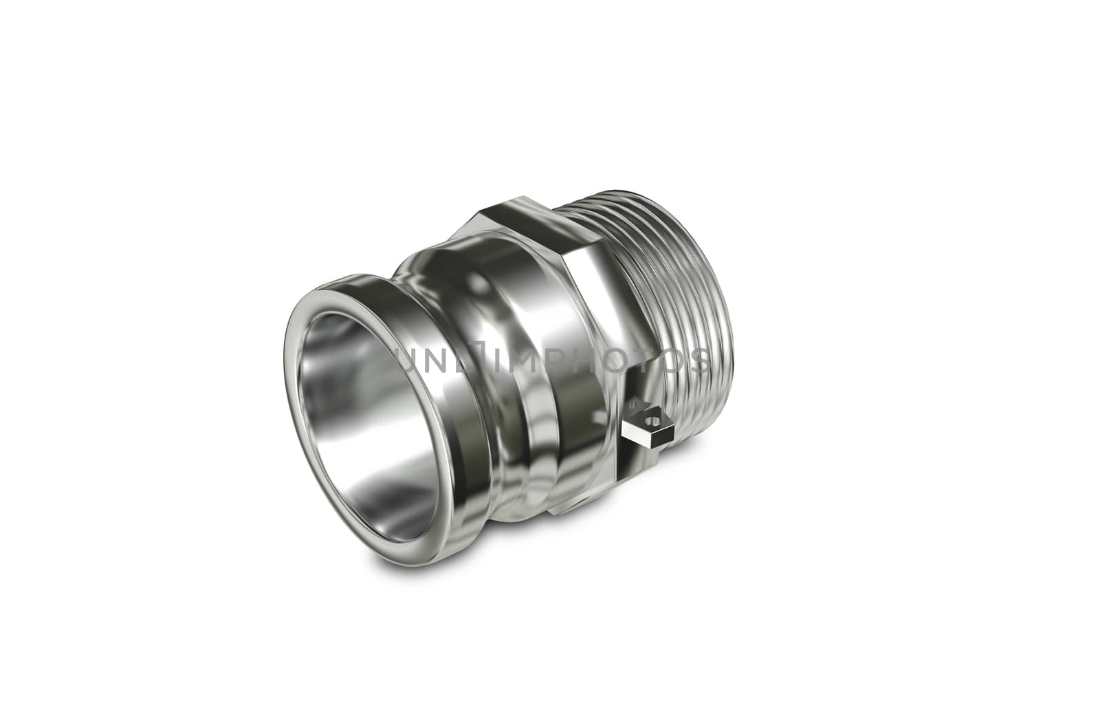 3d illustration Metallic Chrome Plated Industrial Part