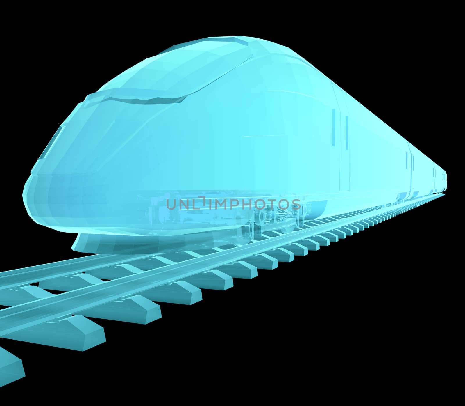 Glow blue high-speed train by cherezoff