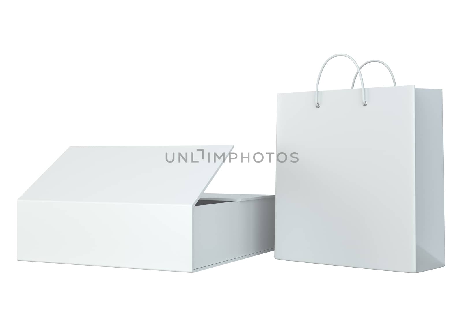 Paper Shopping Bags collection isolated on background. 3d rendering