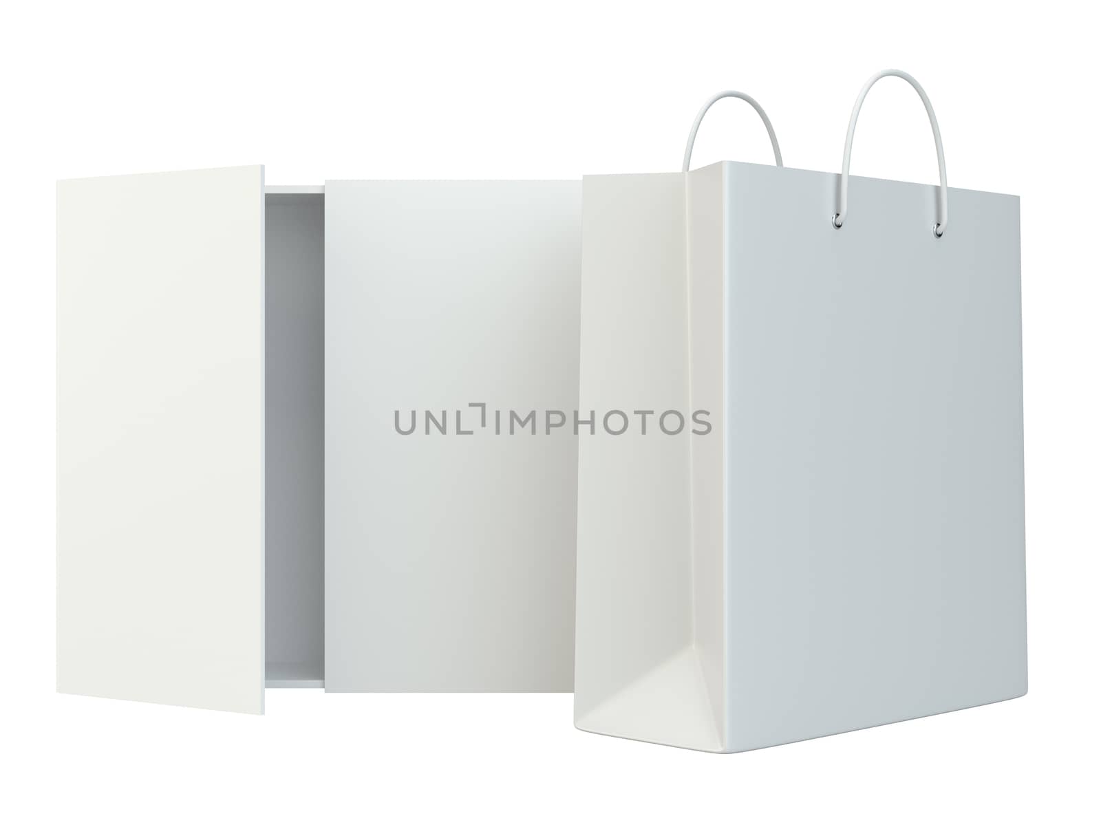 Empty Shopping Bags on white background for advertising and branding. 3d rendering.