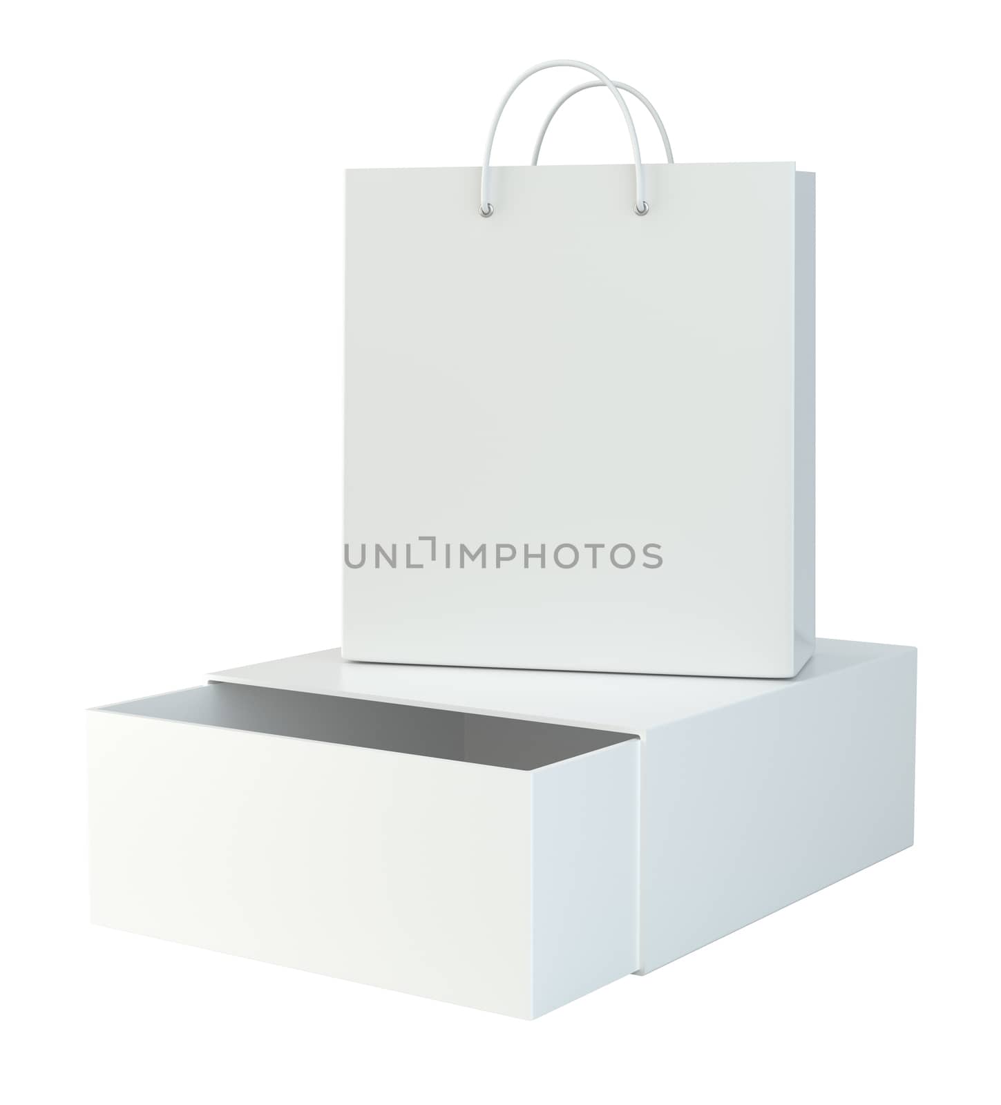 Empty Shopping Bags on white background for advertising and branding. 3d rendering.