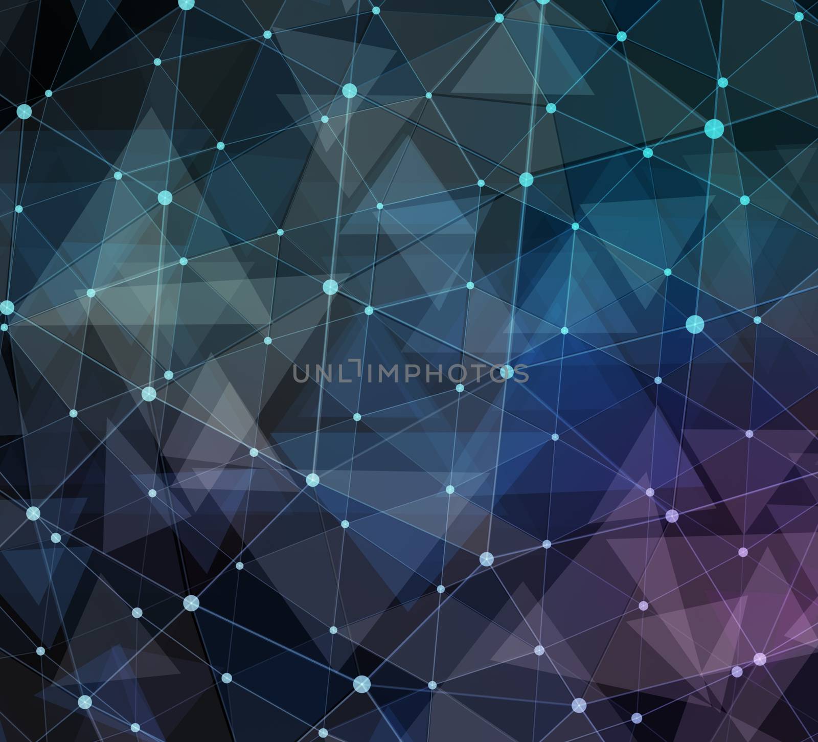 Network background abstract polygon triangle and dots. 3d illustration