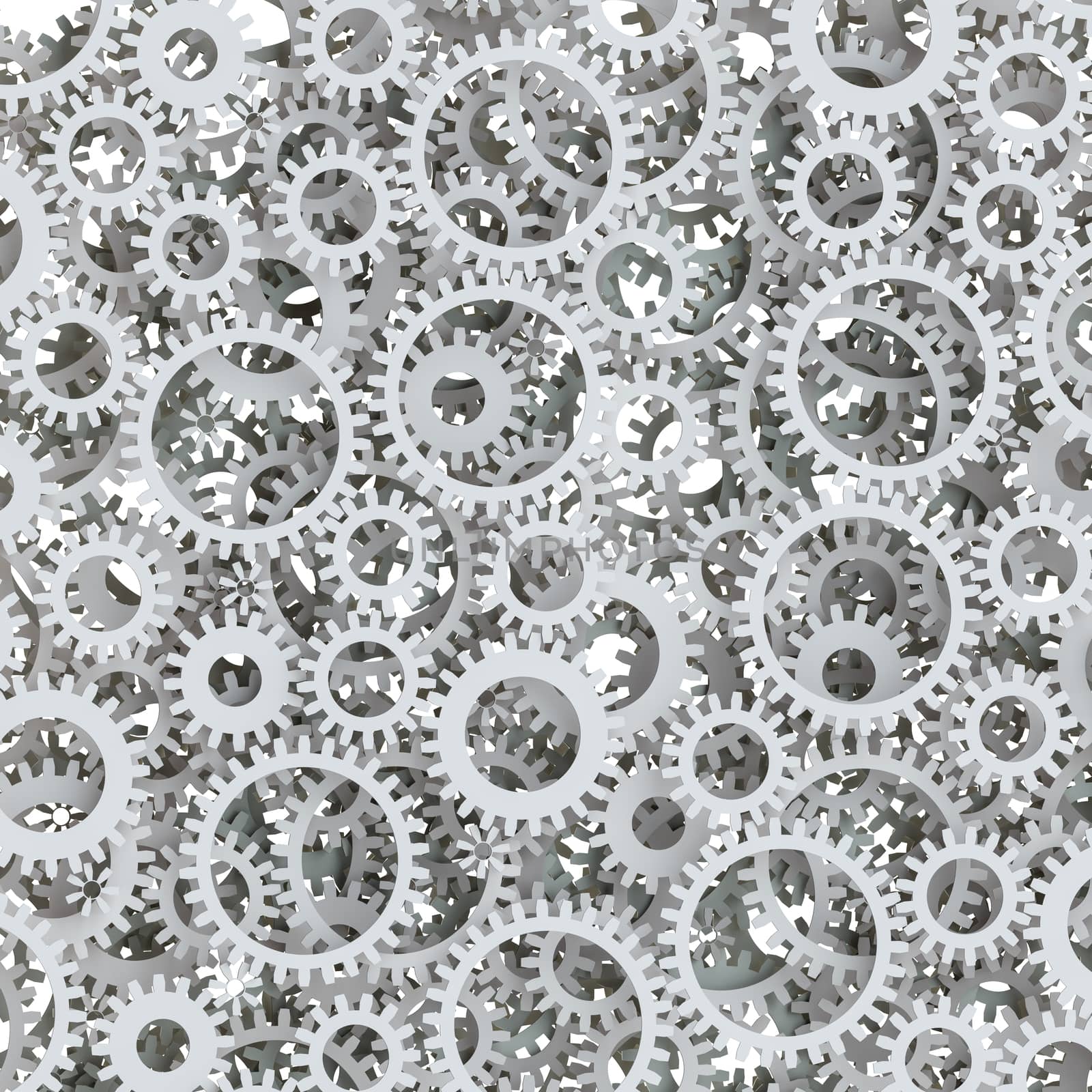 Texture of white gear wheels. 3D Illustration