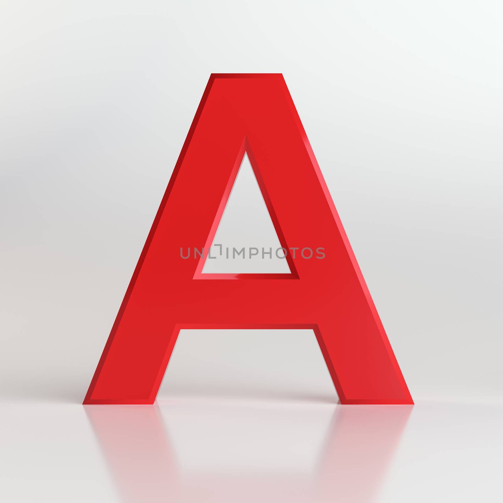 Red letter. Beautiful font for your design. On white background. 3D illustration