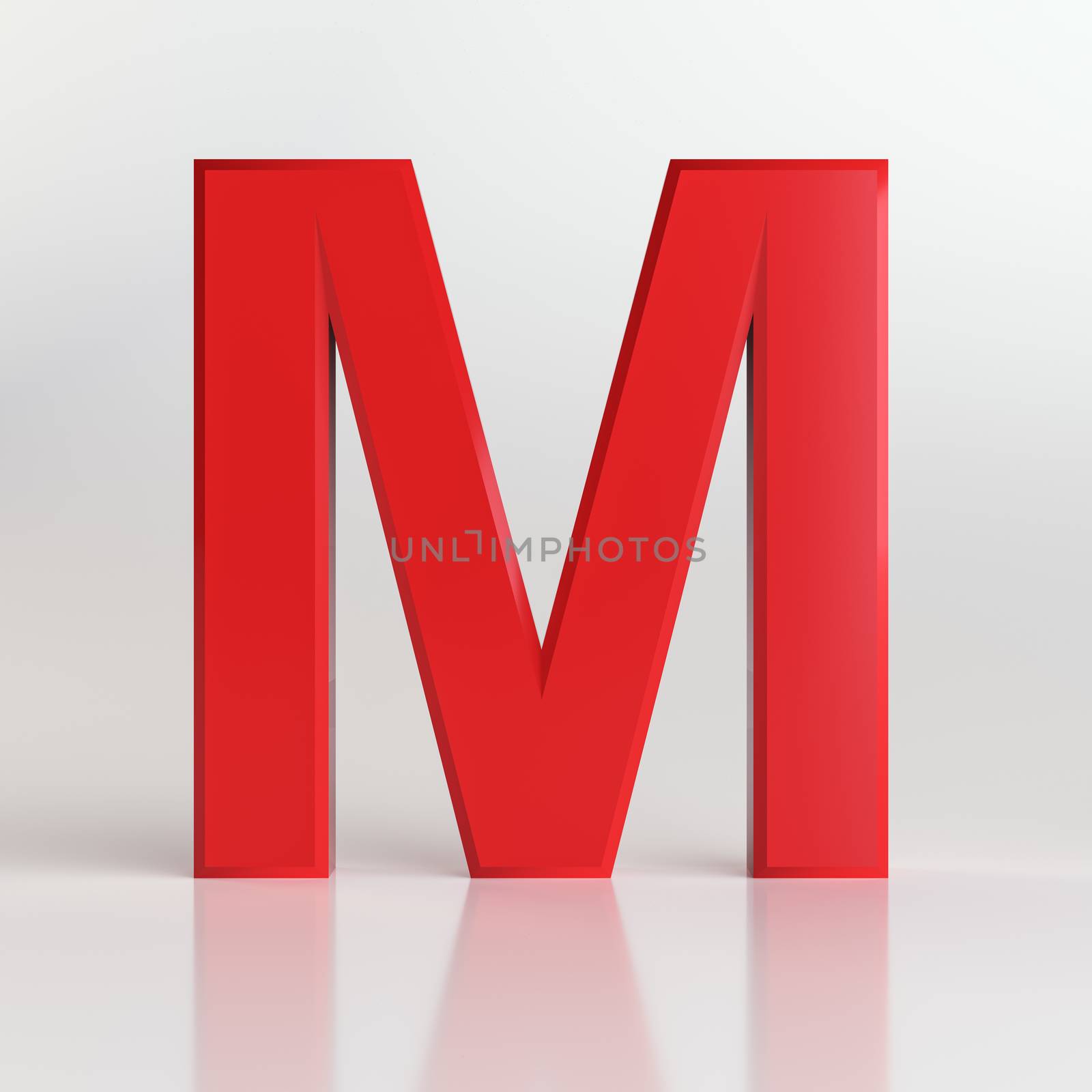 Red letter. Beautiful font for your design. On white background. 3D illustration