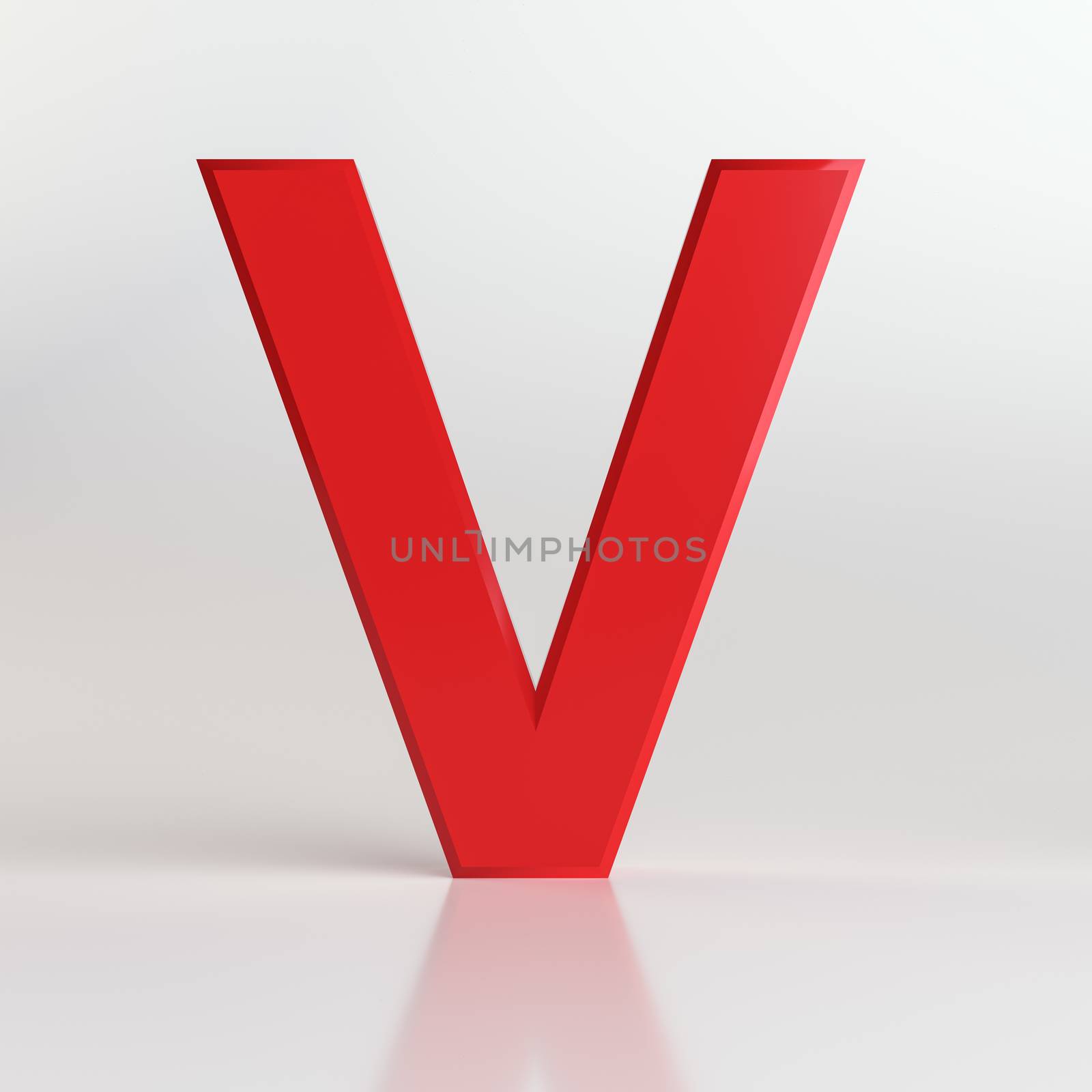 Red letter. Beautiful font for your design. On white background. 3D illustration