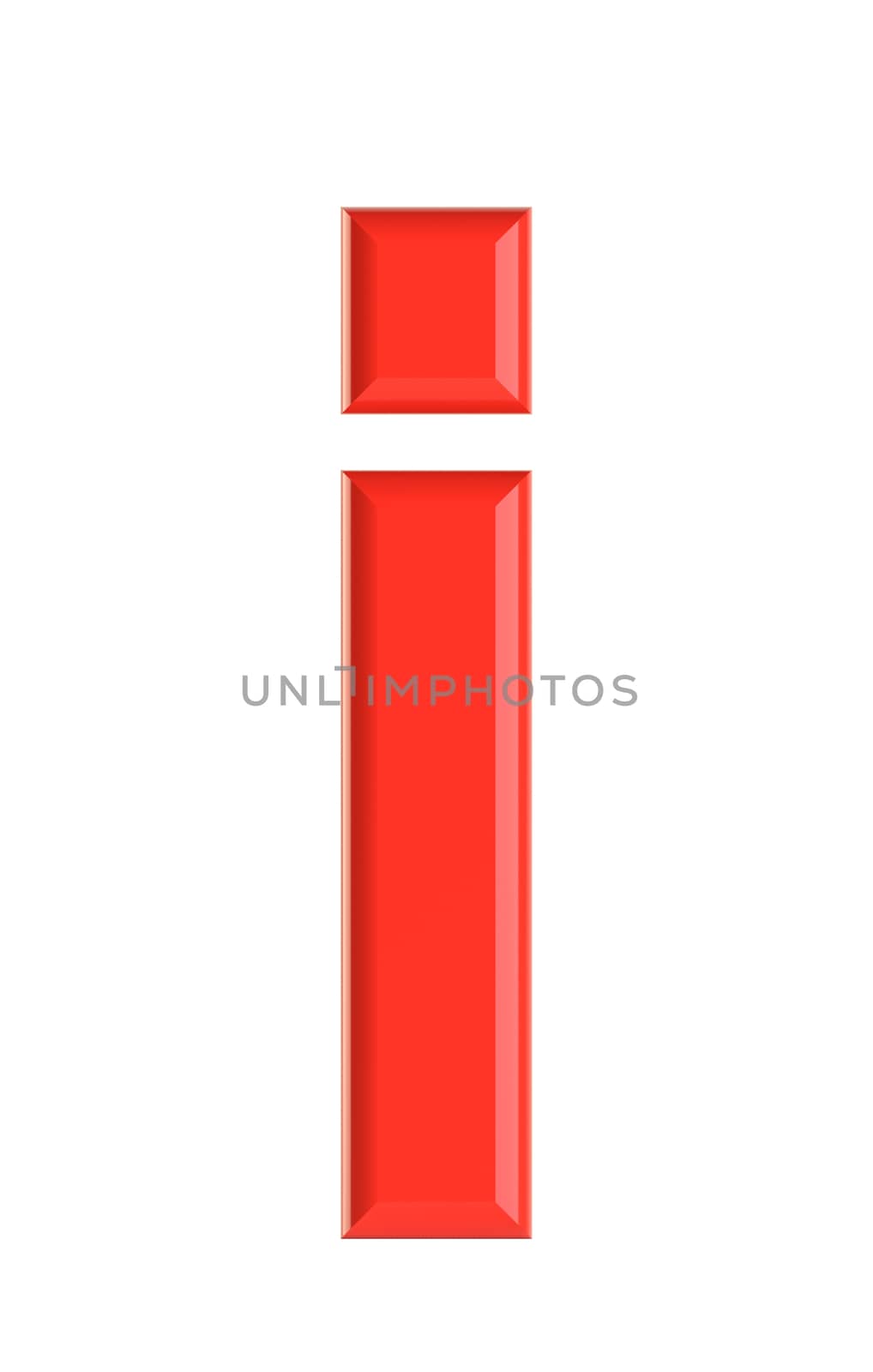 Red letter. Beautiful font for your design. Isolated on white background. 3D illustration