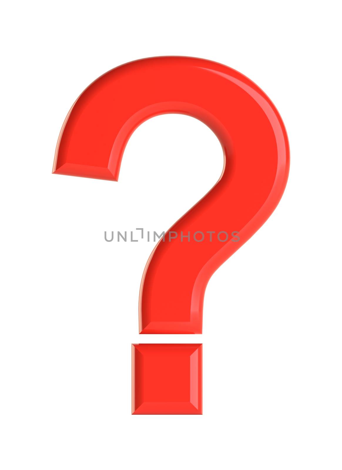 Red question mark. Beautiful font for your design. Isolated on white background. 3D illustration