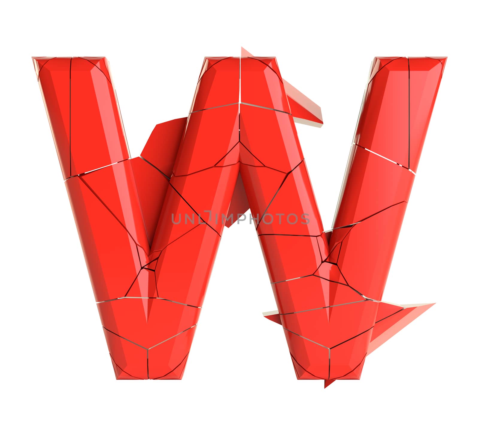 Futuristic red cracked letter. 3D illustration by cherezoff