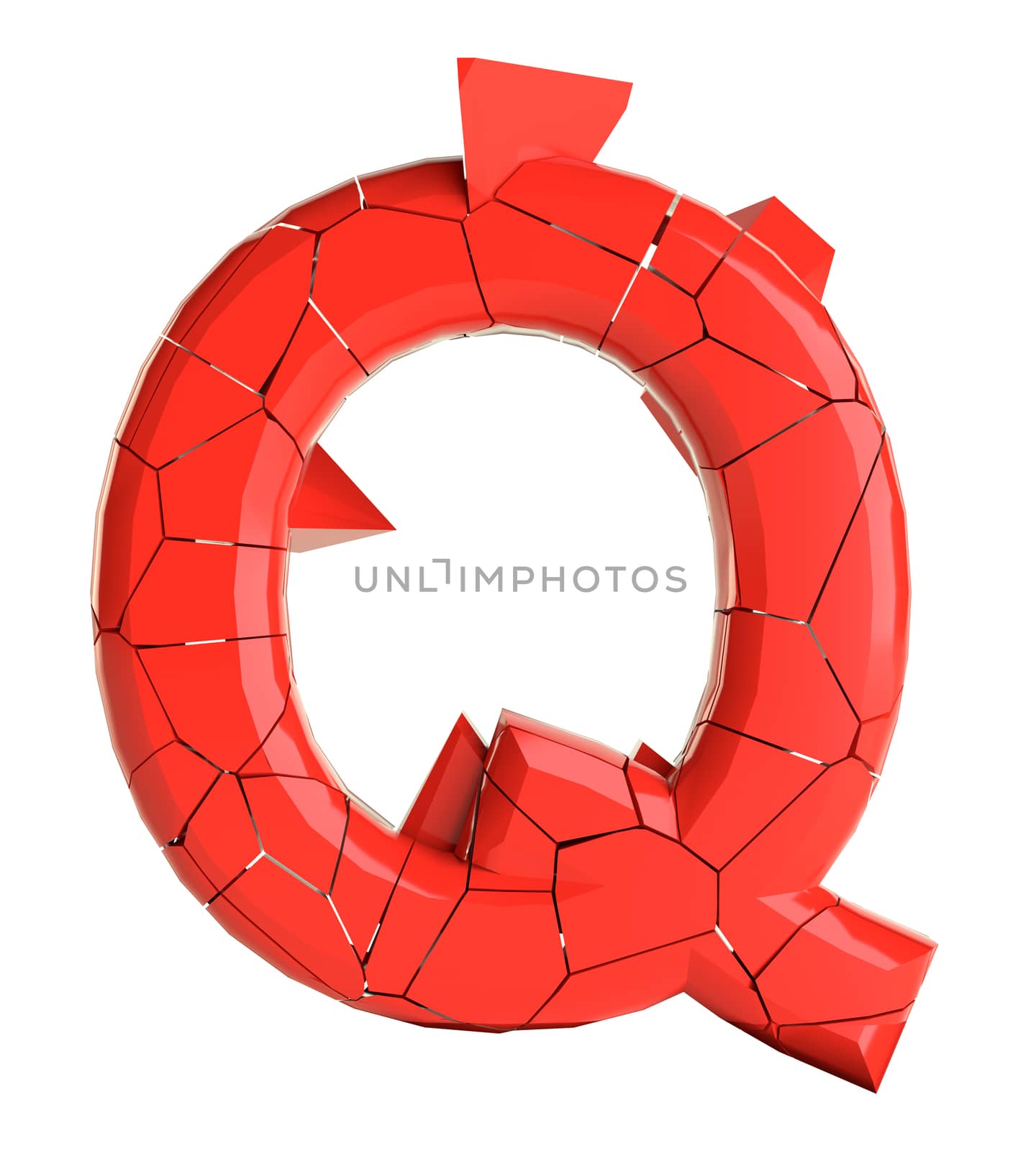 Futuristic red cracked letter. 3D illustration by cherezoff