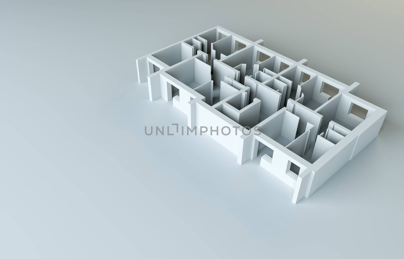 Abstract white floor. Top view. 3d rendering