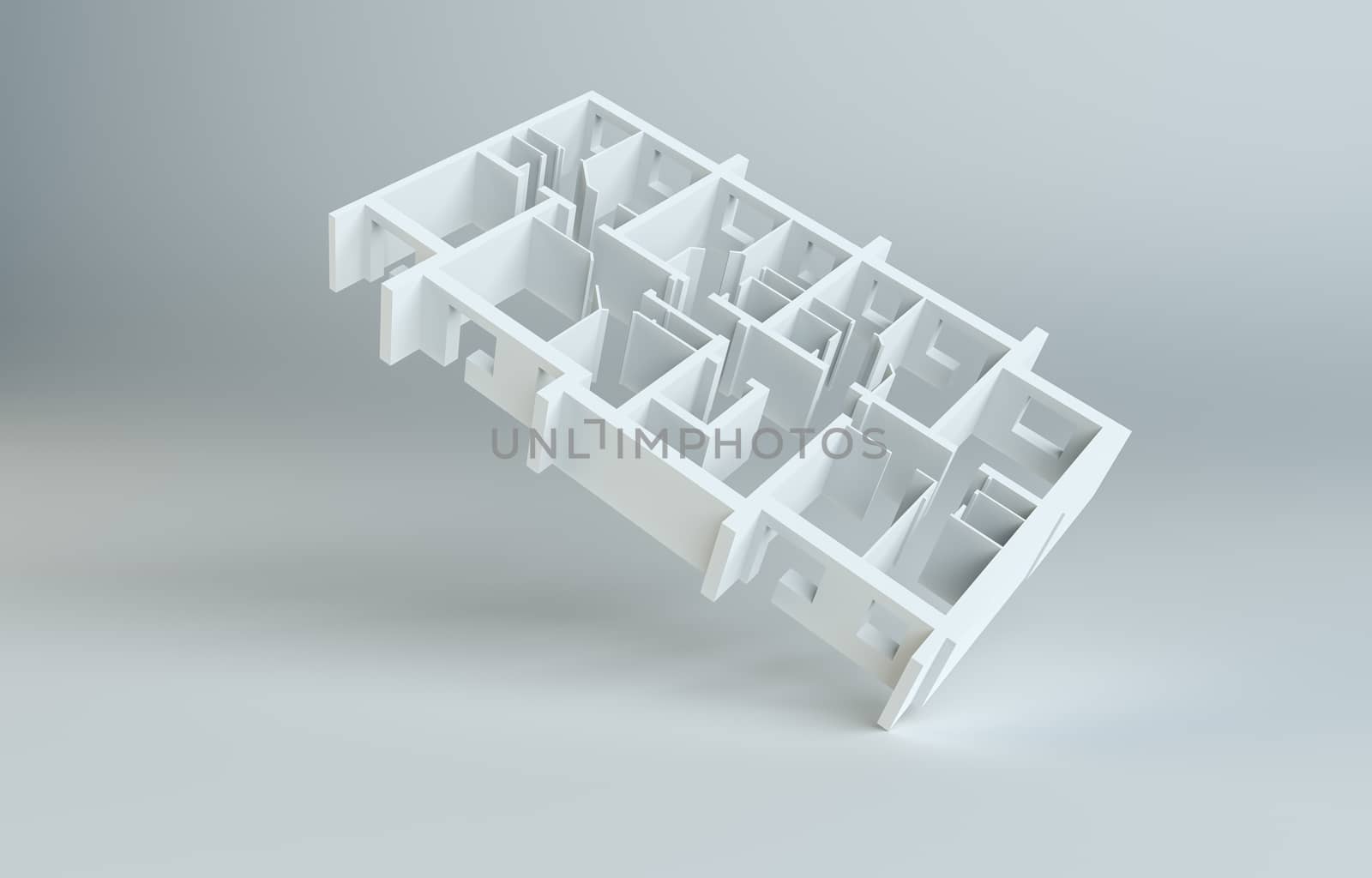 Abstract white floor. Top view. 3d rendering