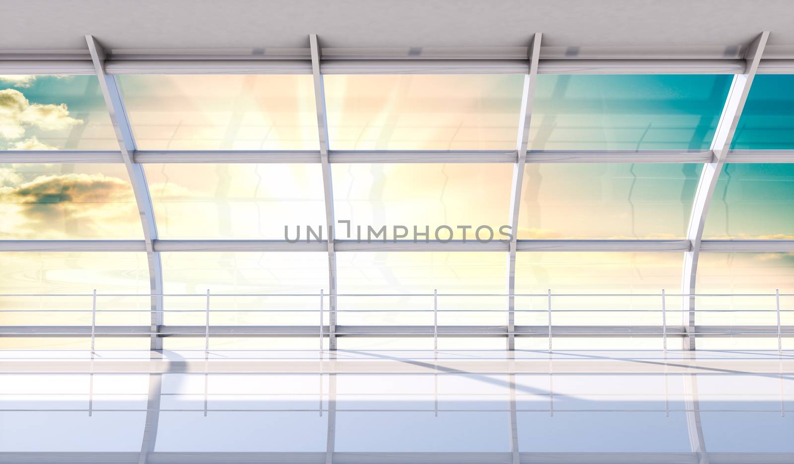 Minimalist interior of the airport by cherezoff