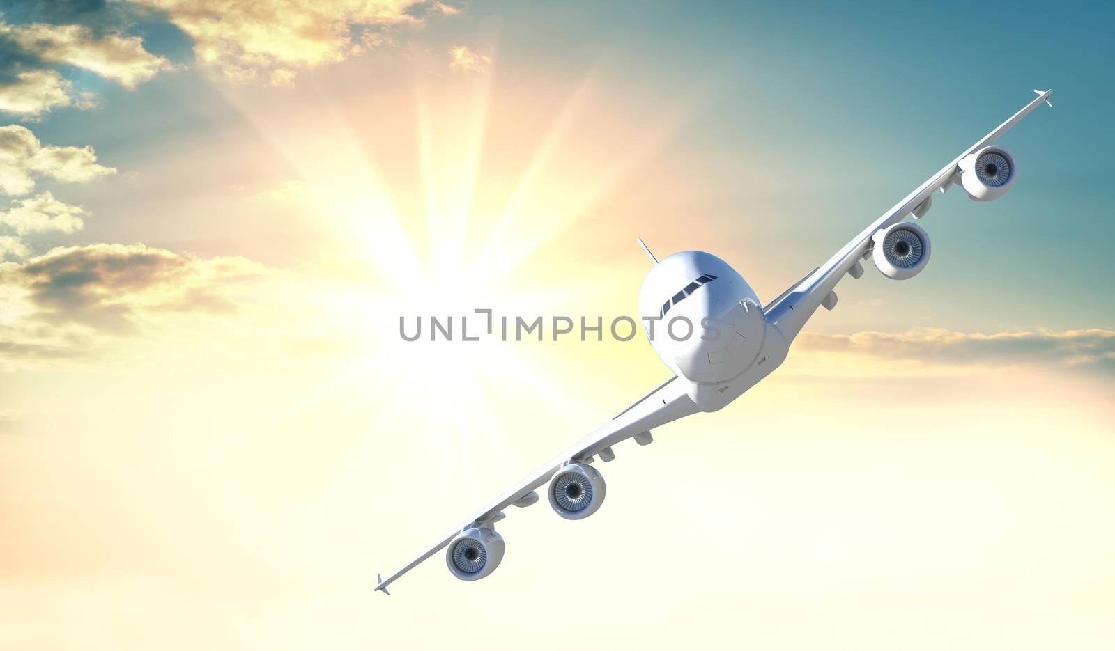 Passenger plane flies to the camera by cherezoff
