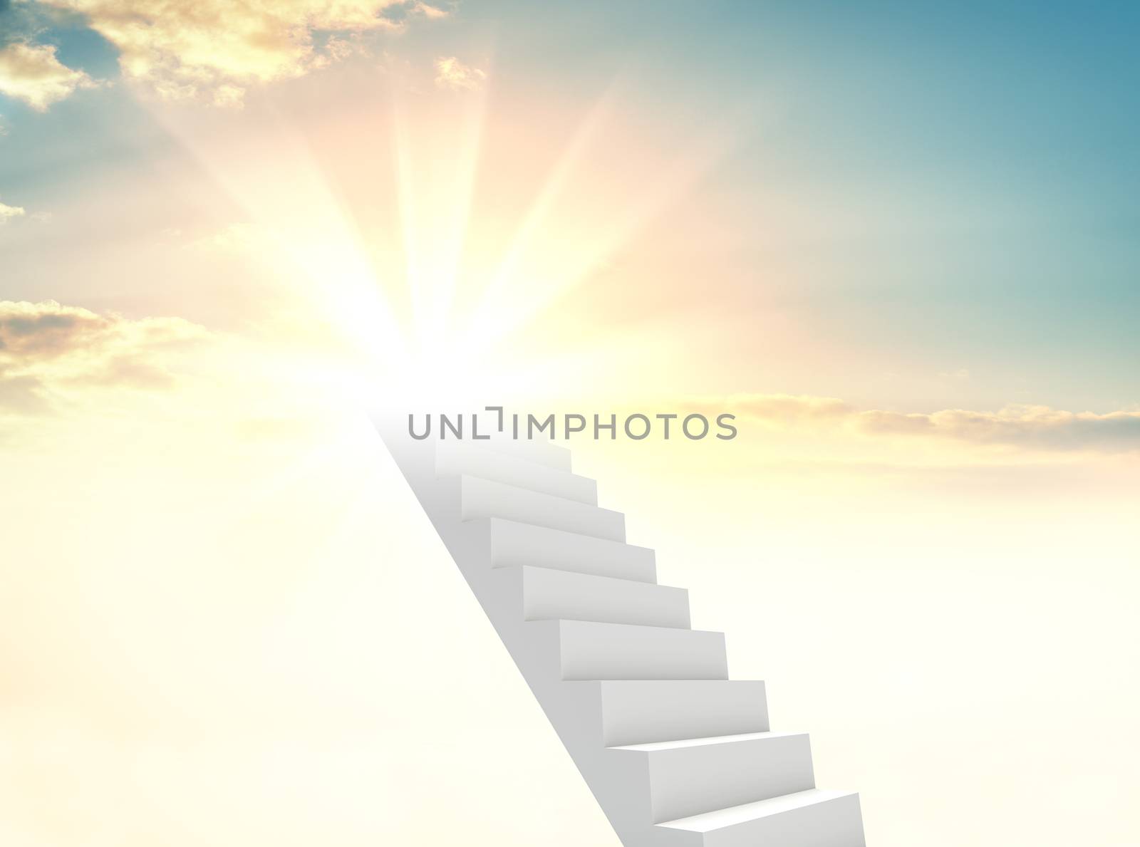 The white staircase is going up in the sun by cherezoff