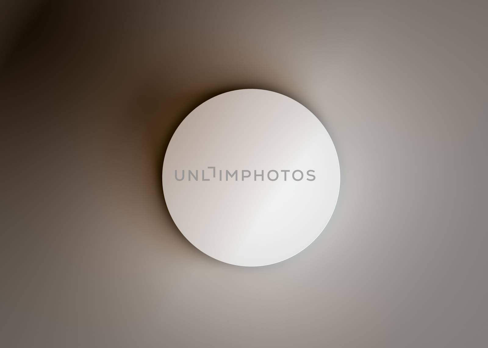 Top view of a white cylinder. An empty space for your content. Beautiful shadow on a dark background. Web design template. 3d illustration