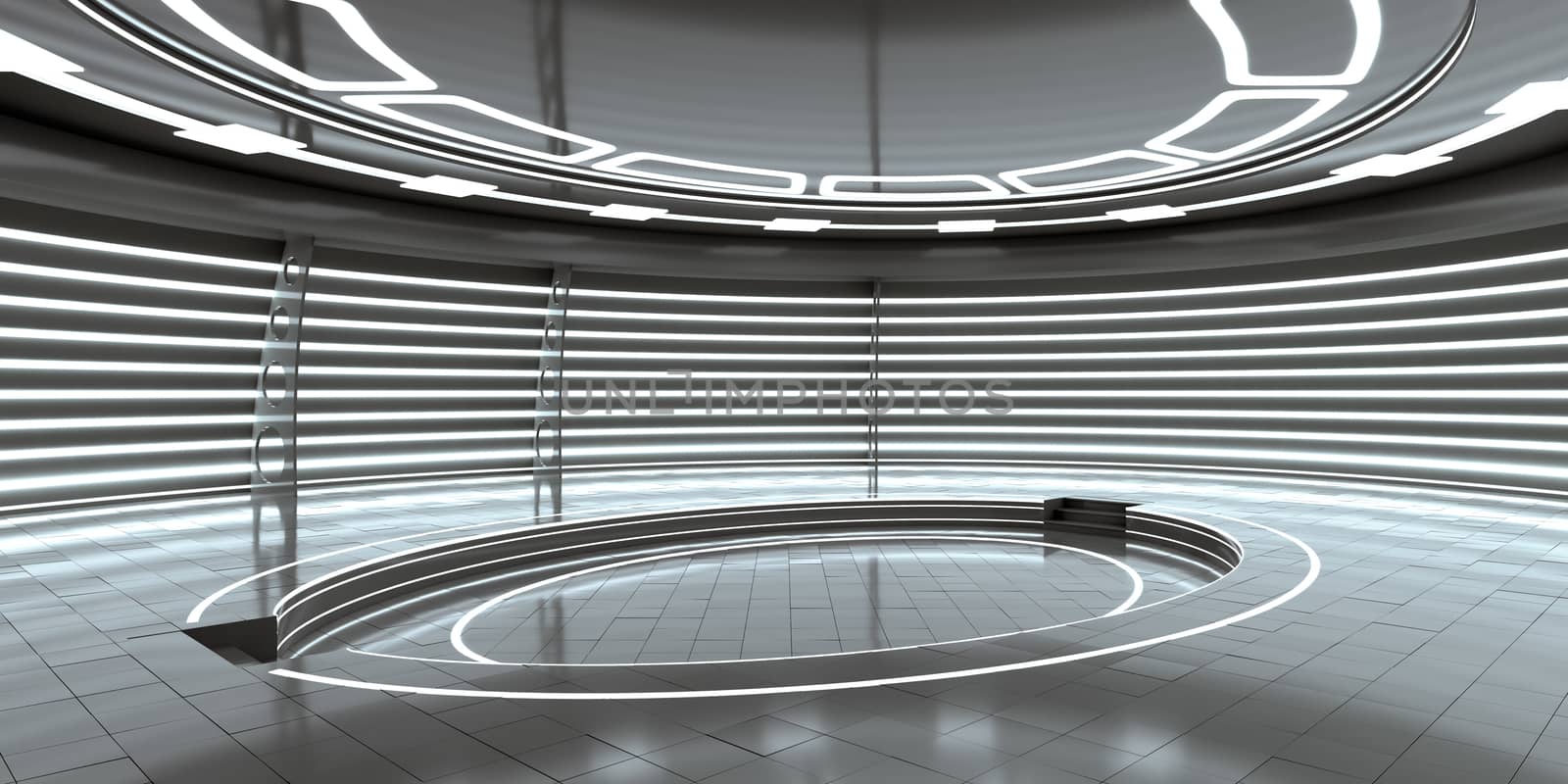 Futuristic empty stage. Empty room for your design. 3d rendering