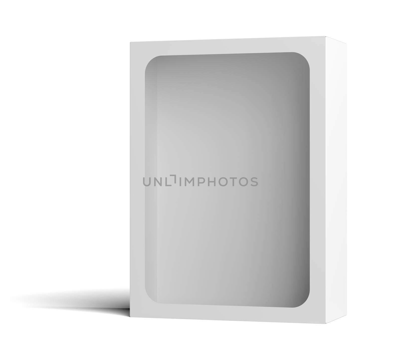 White empty packing box with cutout in the middle by cherezoff