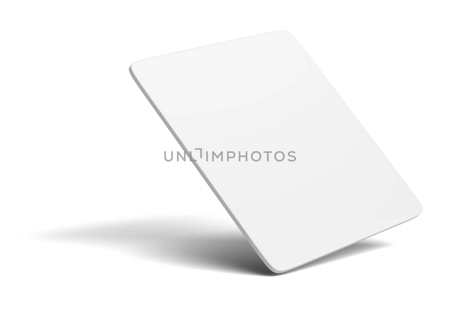 White blank card on white background. The card is on the corner. Isolated, 3d rendering. Template for your design