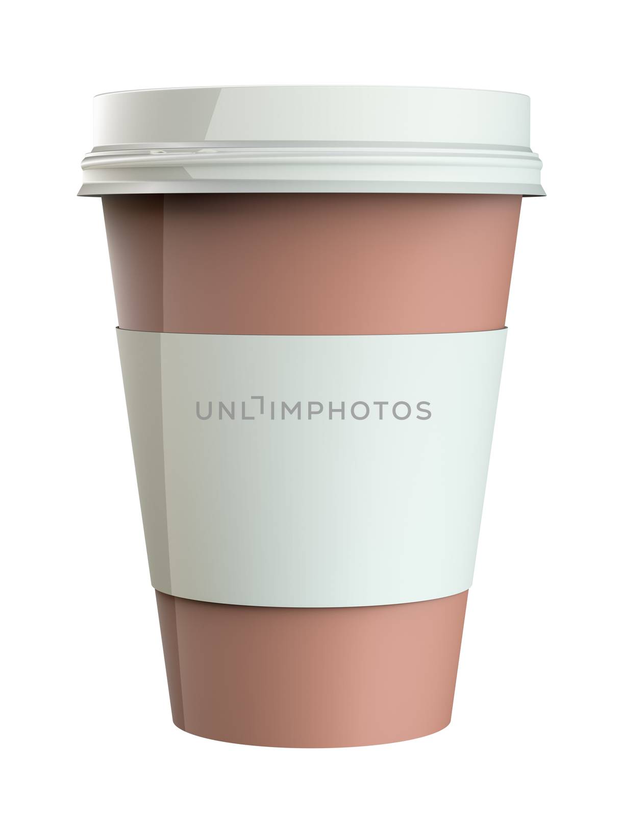 Dispossable coffee cup on white background, 3d illustration