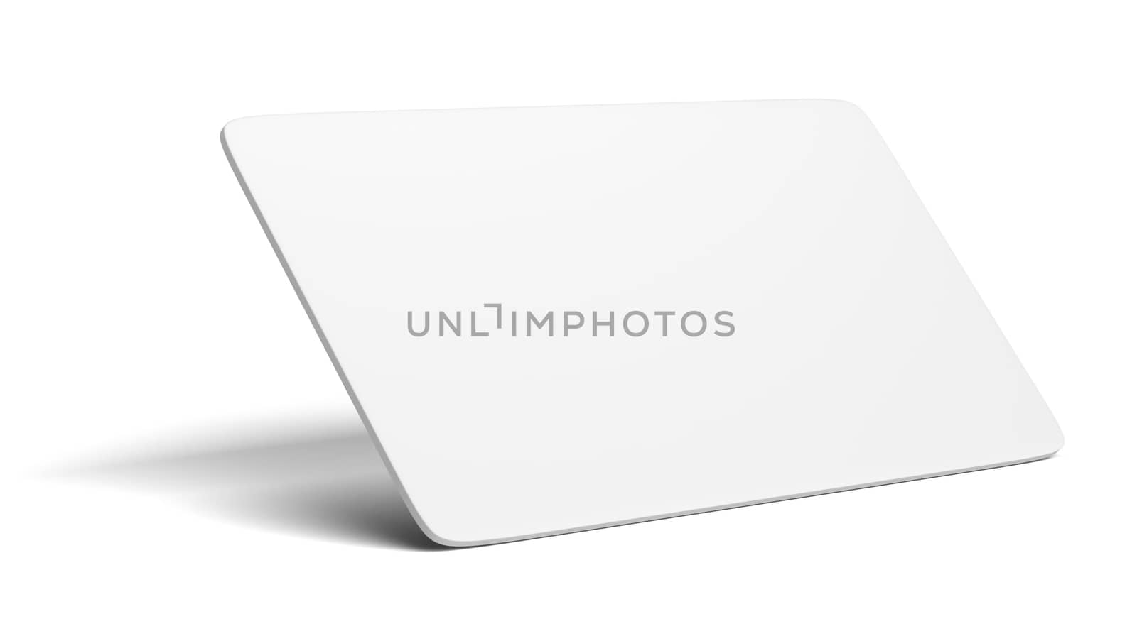 White blank card on white background. The card is on the corner. Isolated, 3d rendering. Template for your design