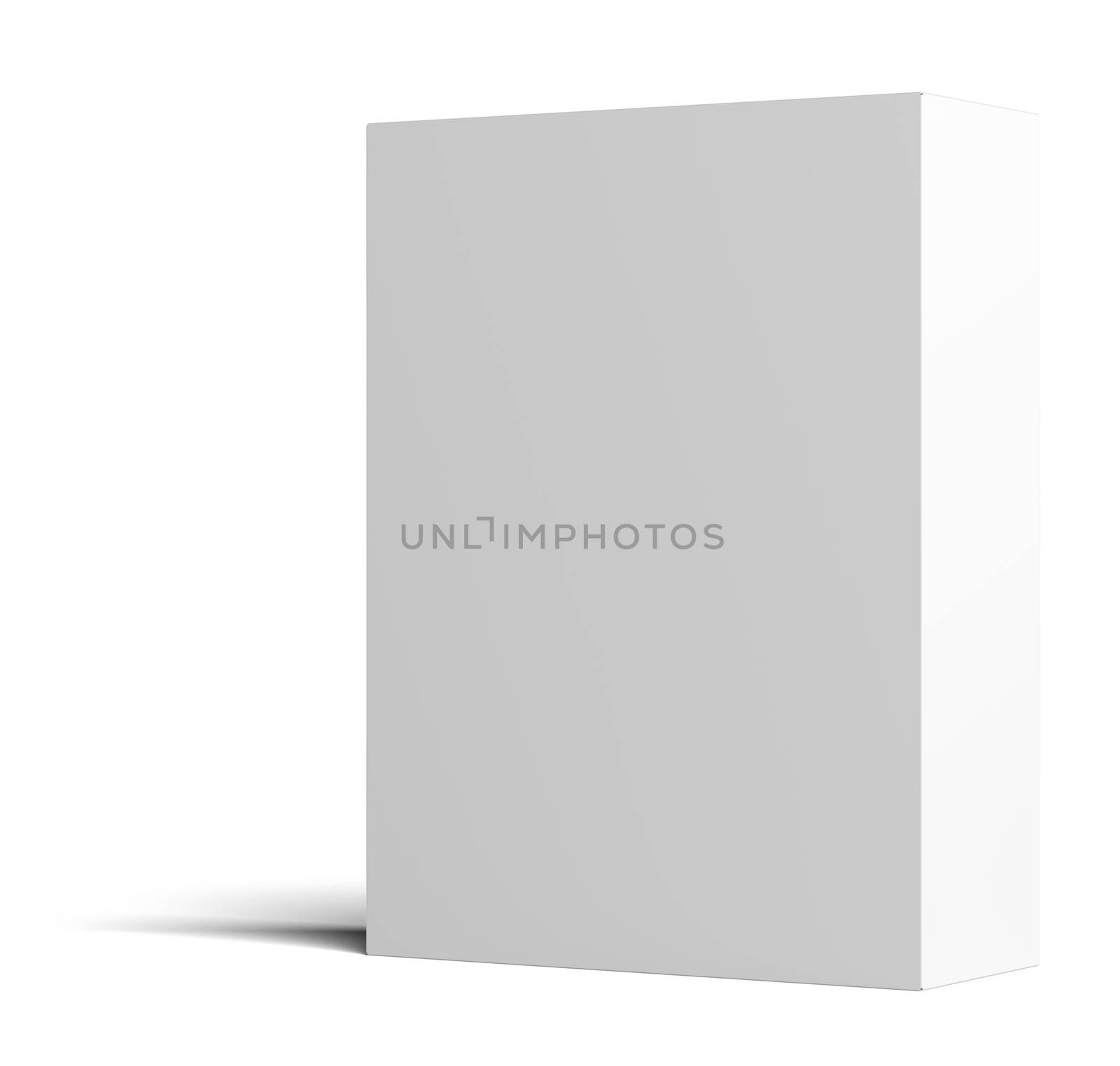 A white empty cardboard box stands half a turn by cherezoff